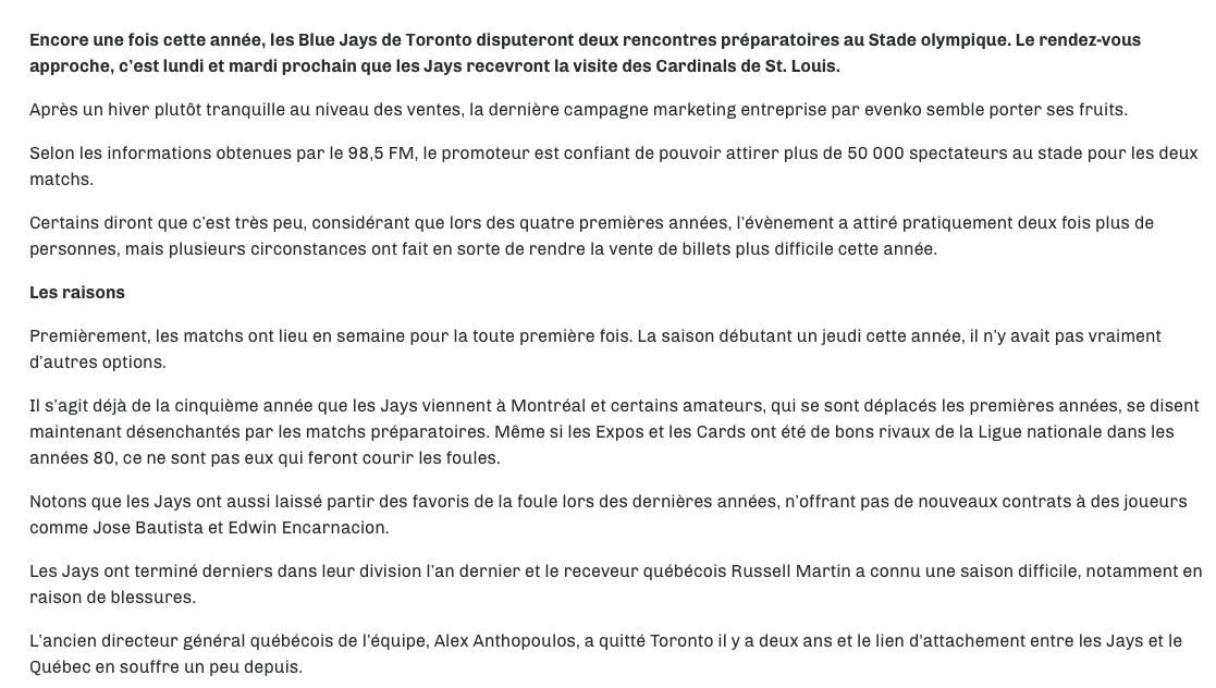 Pourquoi les Expos vont revenir avant les Nordiques..