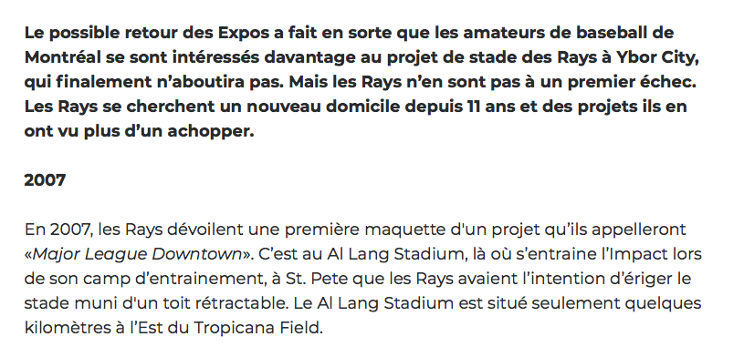 Pourquoi les Rays vont déménager à Montréal..
