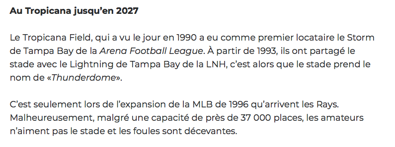 Pourquoi les Rays vont déménager à Montréal..