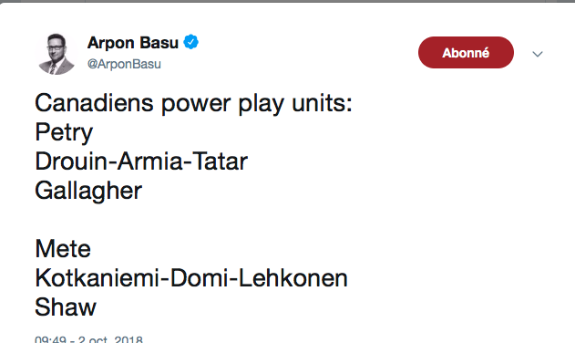 Pourquoi séparer Drouin et KK sur le POWER PLAY...