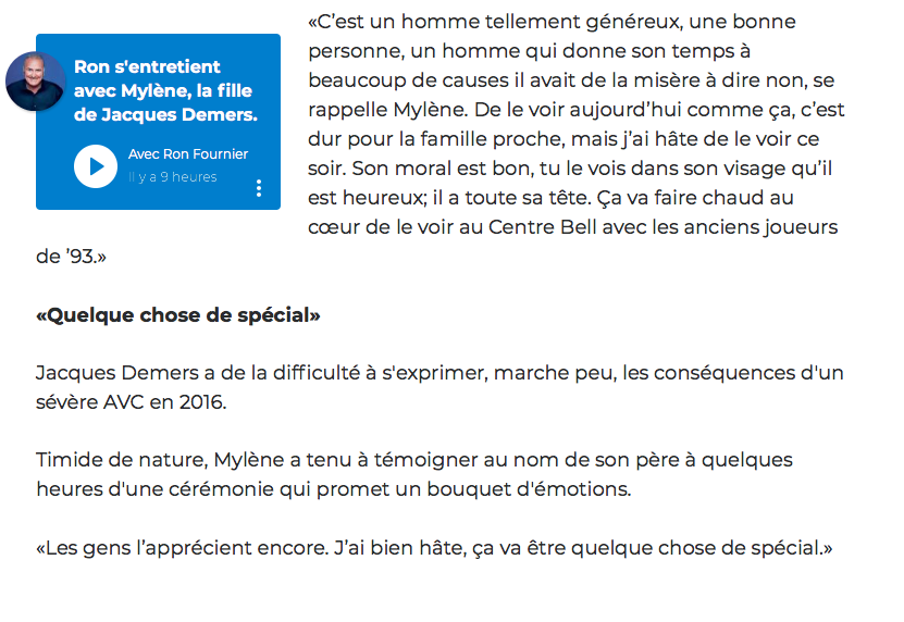 Quand Jacques Demers va être présenté..