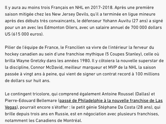 Quand L'EQUIPE, le plus grand JOURNAL SPORTIF de l'HISTOIRE de la FRANCE, envoie Stephane Costa peut-être à Montréal..