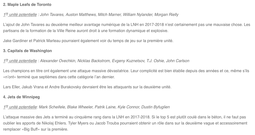 Quand on regarde les meilleurs avantages de la LNH...