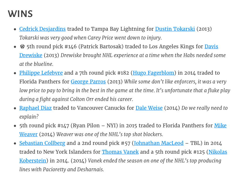 Quand on regarde TOUTES LES TRANSACTIONS de Marc Bergevin.