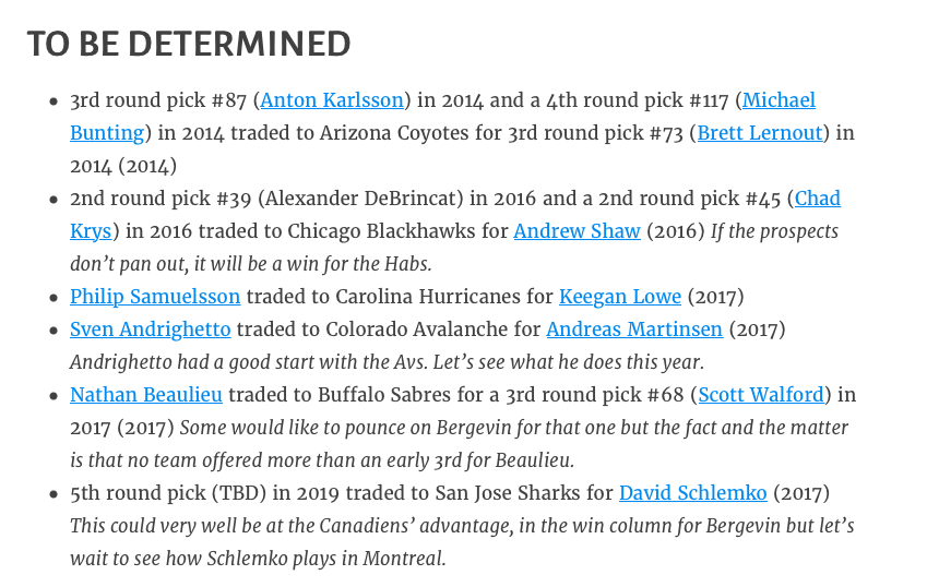 Quand on regarde TOUTES LES TRANSACTIONS de Marc Bergevin.