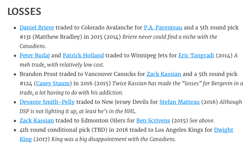 Quand on regarde TOUTES LES TRANSACTIONS de Marc Bergevin.