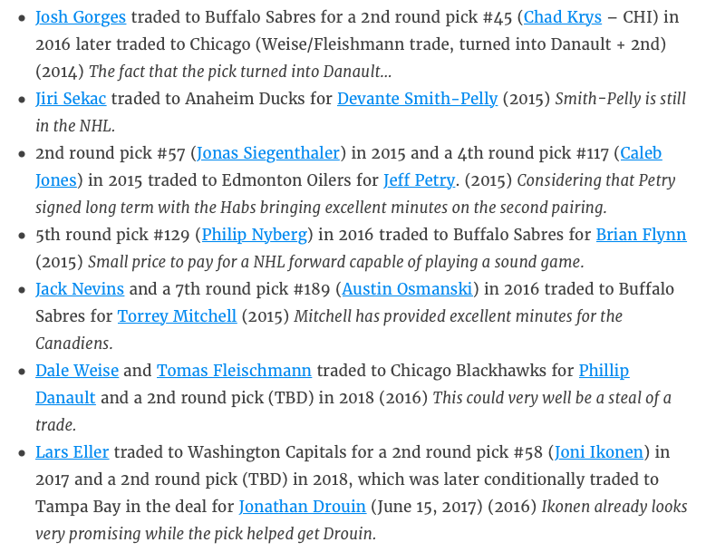 Quand on regarde TOUTES LES TRANSACTIONS de Marc Bergevin.