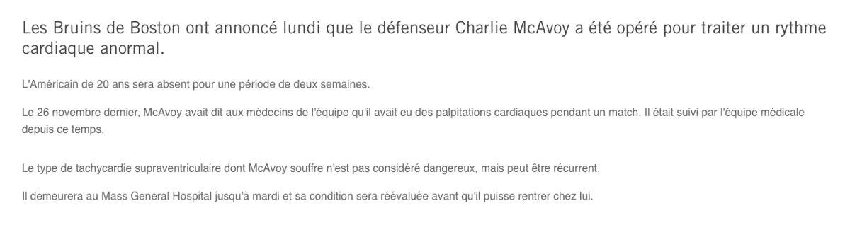 Que se passe-t-il avec le RYTHME CARDIAQUE de Charlie McAvoy?