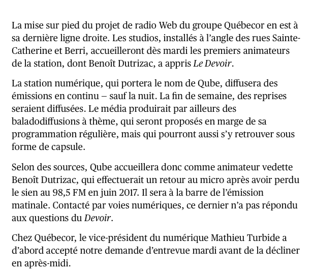 Quebecor, la nouvelle radio vs la MATERNELLE...