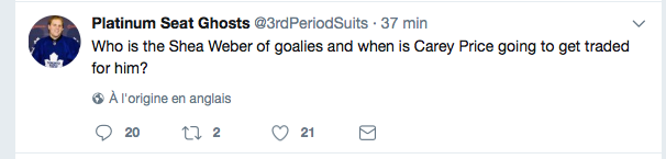 Qui est le SHEA WEBER des gardiens? HAHA!!!!