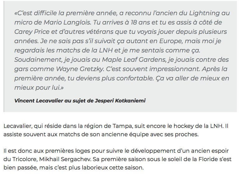 Qui va connaître la plus BELLE CARRIÈRE? Jesperi Kotkaniemi ou Vincent Lecavalier?