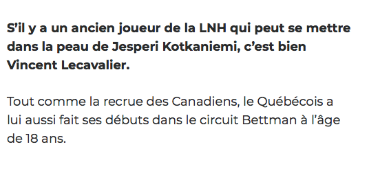 Qui va connaître la plus BELLE CARRIÈRE? Jesperi Kotkaniemi ou Vincent Lecavalier?