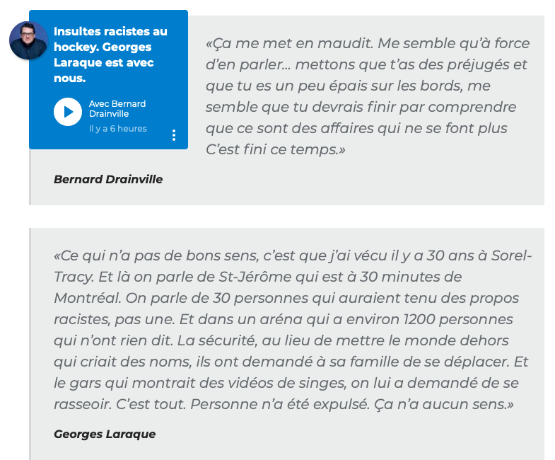 RACISME à St-Jérôme...évidemment.. Georges Laraque met son GRAIN de SEL....