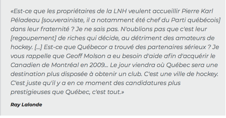 Ray Lalonde...Croit encore aux Nordiques...