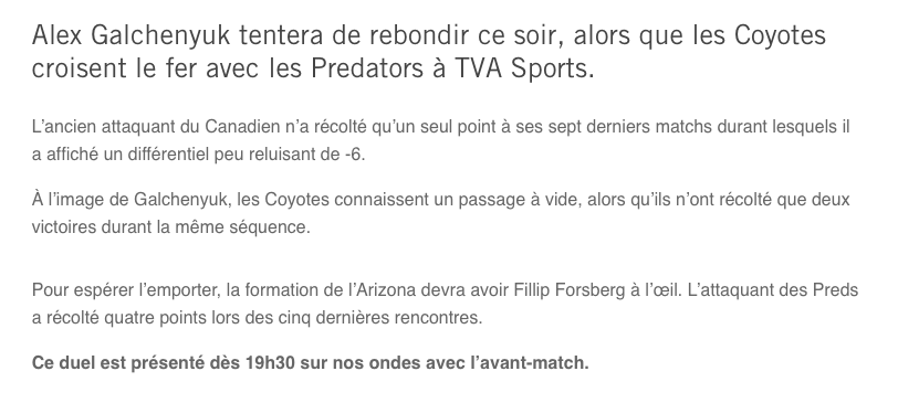 Regardons TVA Sports...Pour rire d'Alex Galchenyuk....