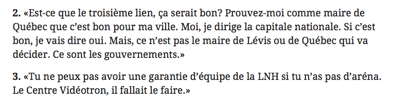 Regis Labeaume se permet de traiter le CH d'équipe JUNIOR...