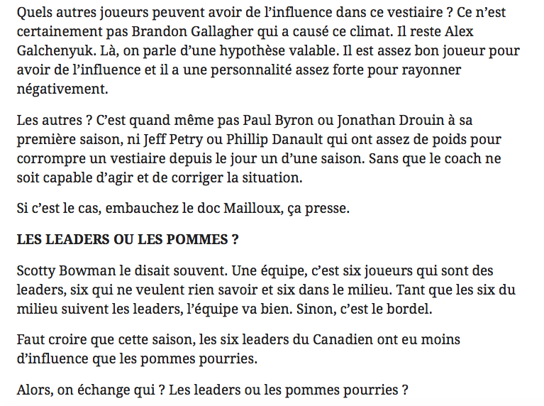  Réjean se demande encore qui sont les POMMES POURRIES..
