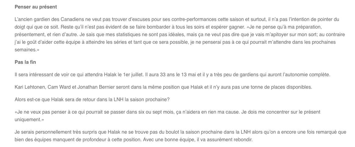 Renaud Lavoie envoie Jaroslav Halak à Chicago..