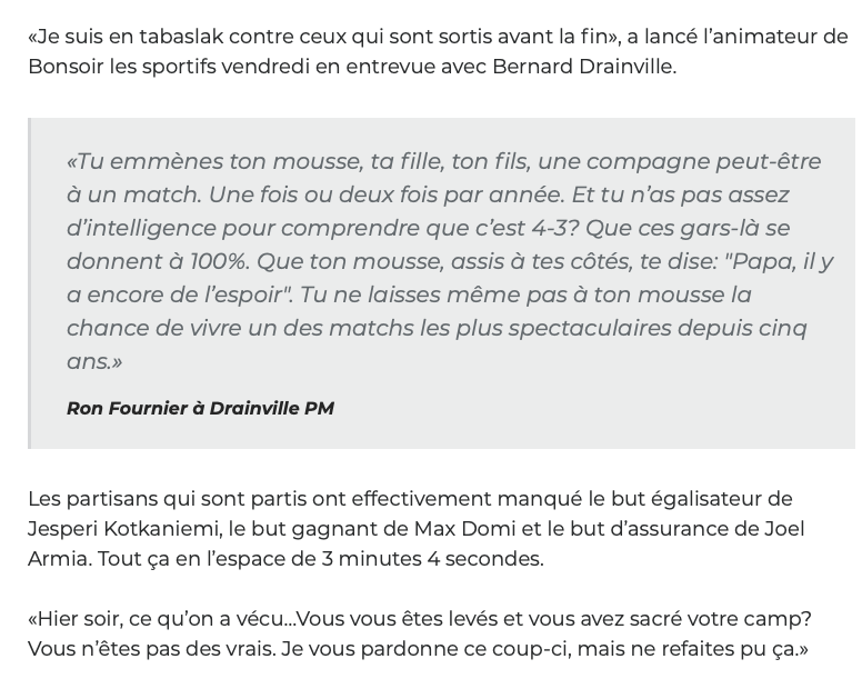 Ron Fournier ATTAQUE les FANS du CH!!!!