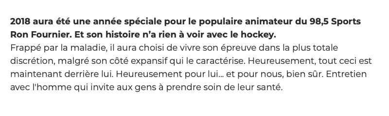 Ron Fournier ÉMOTIF en parlant de son CANCER....