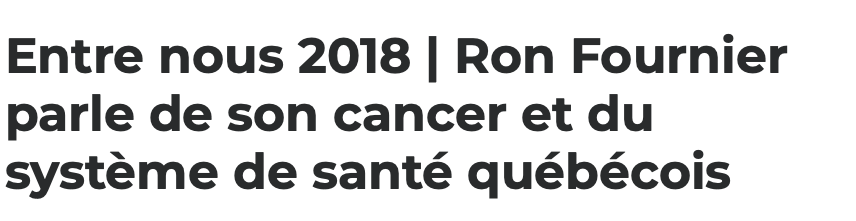 Ron Fournier ÉMOTIF en parlant de son CANCER....