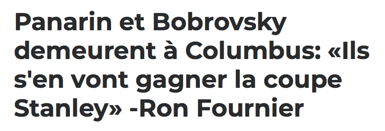 Ron Fournier envoie la Coupe Stanley....à...