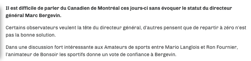 Ron Fournier est SAOUL???????  Il veut le retour de Marc Bergevin...
