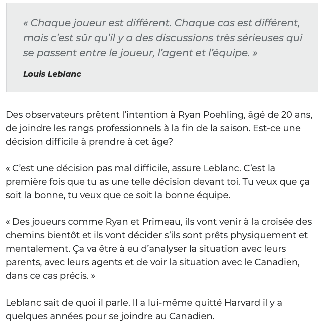 Ryan Poehling et Cayden Primeau.. N'écoutez pas les conseils de Louis Leblanc..