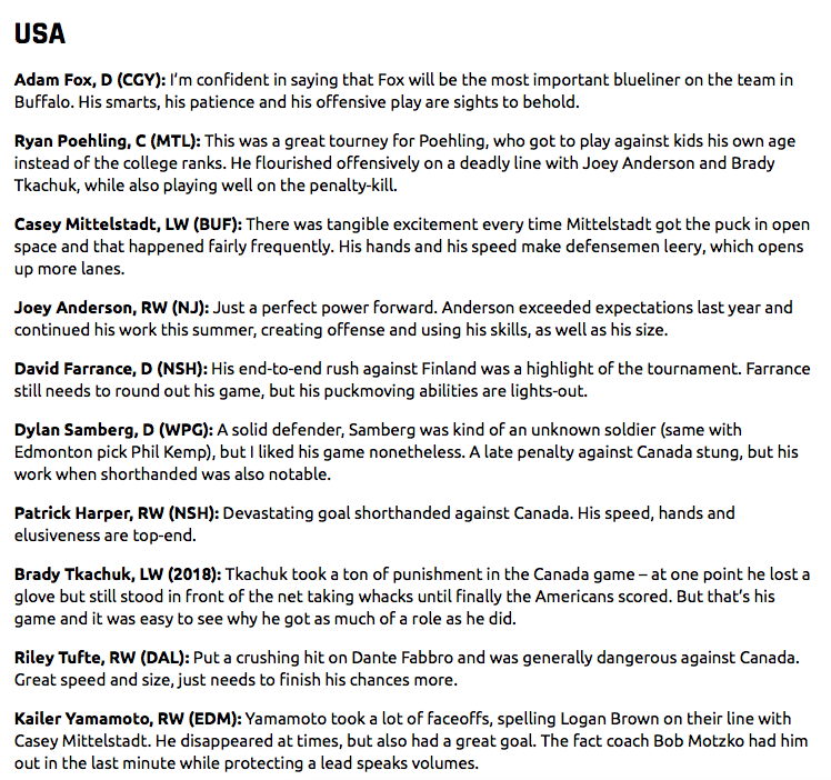 Ryan Poehling et Joni Ikonen font partie des 35 MEILLEURS JOUEURS du tournoi préparatoire au championnat du monde junior...