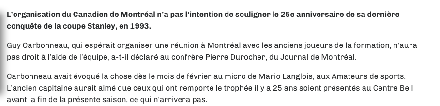  SCANDALE!!! Geoff Molson REFUSE de souligner le 25e anniversaire de la Coupe Stanley de 1993...