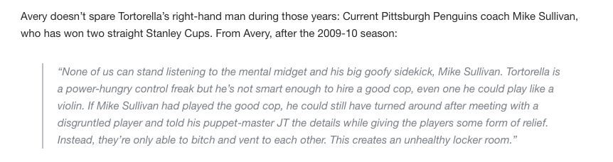 Sean Avery...CRACHE sur John Tortorella...