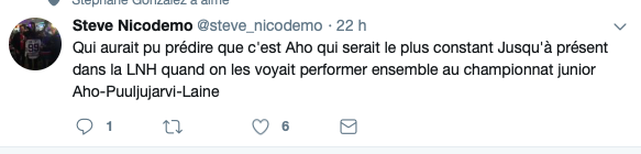 Sebastian Aho qui met les deux supposés PRODIGE dans sa petite poche...