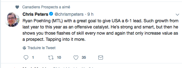 Selon l'expert de ESPN pour les espoirs et le DRAFT....Ryan Poehling...