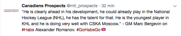 Selon Marc Bergevin, Alexander Romanov...
