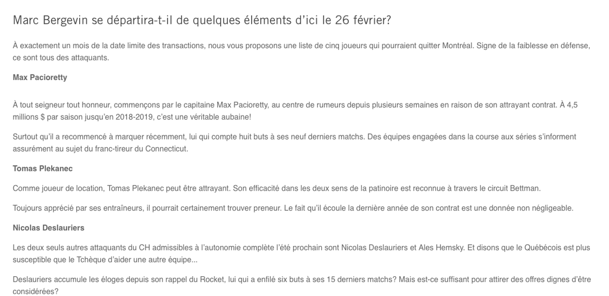Selon TVA Sports..Paul Byron sera échangé...
