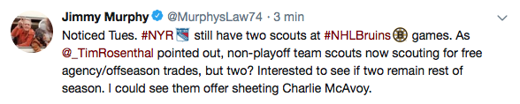 Selon un journaliste de Boston, les Rangers voudraient faire une offre hostile...