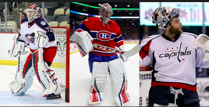 Sergei Bobrovsky et Braden Holtby attaquent Carey Price...