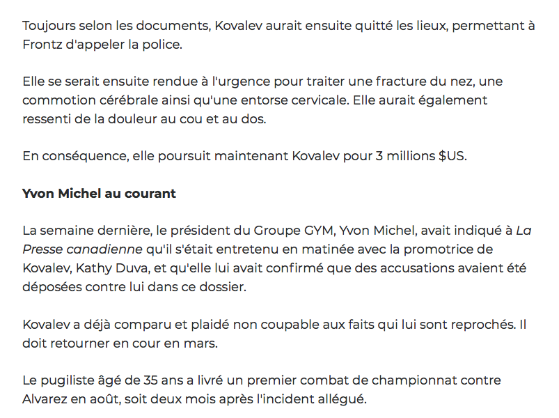 Sergei Kovalev a FRAPPÉ la FILLE dans la FACE...