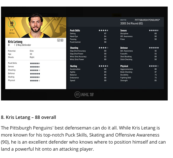  Shea Weber dans le TOP 10 des défenseurs de NHL 18...mais pas PK Subban!!!! HAHA!!!!