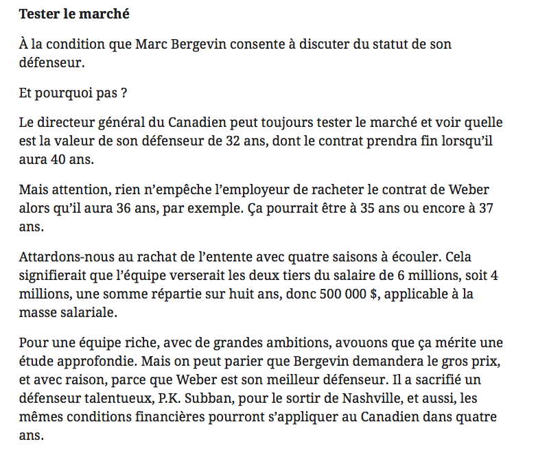  Shea Weber est de retour...Ou presque..pour se faire échanger SVP...