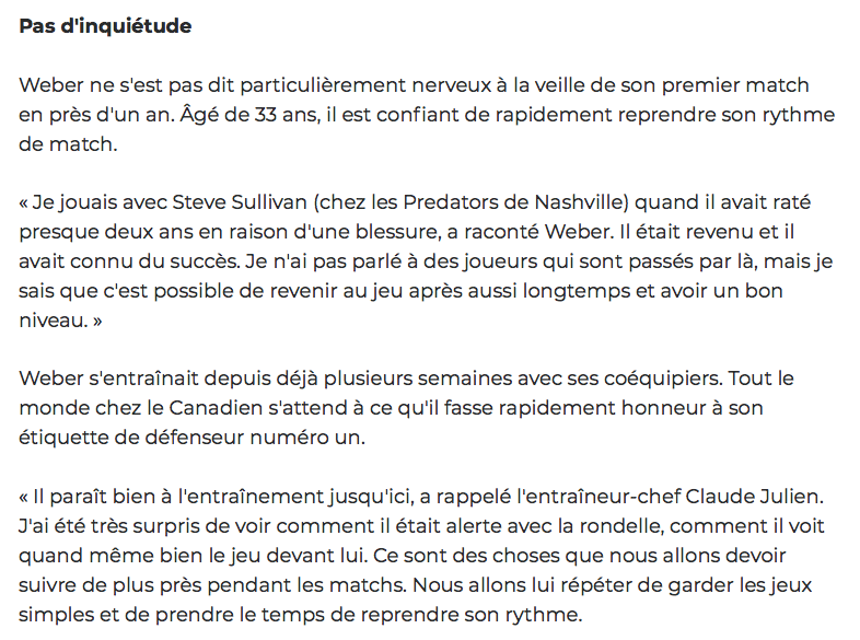 Shea Weber n'est pas STRESSÉ....