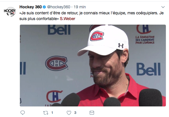 Shea Weber plus CONFORTABLE...mais...