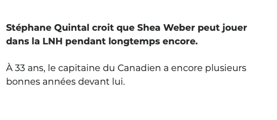 Shea Weber va jouer jusqu'à 40-41 ans...