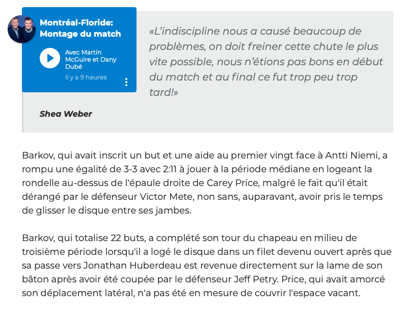 Shea Weber voulait VISER Jonathan Drouin....