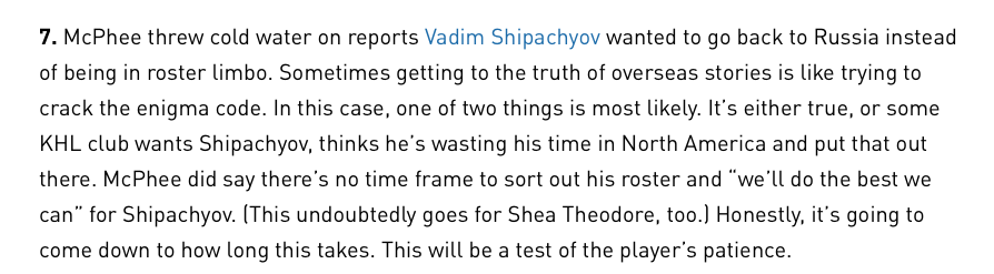 Shipachev pour Galchenyuk? Qui le fait?