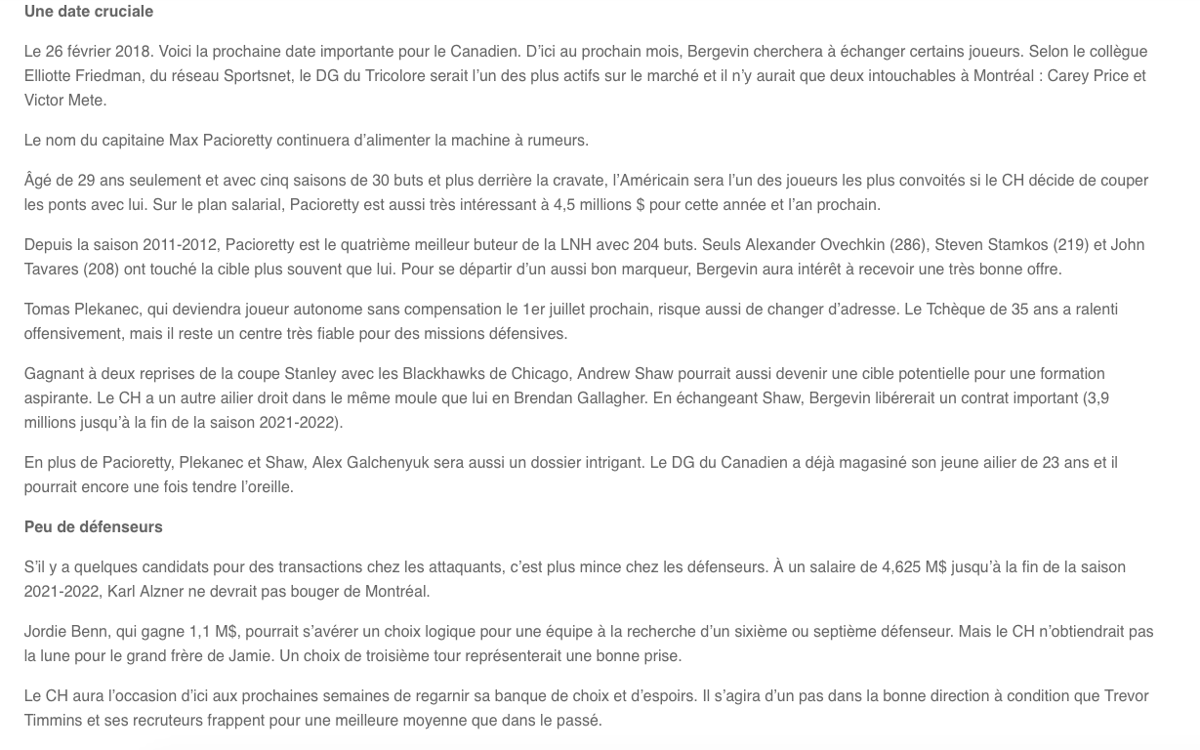 Si Bergevin avait décidé de RECONSTRUIRE dès qu'il est arrivé en poste.