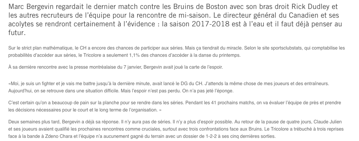 Si Bergevin avait décidé de RECONSTRUIRE dès qu'il est arrivé en poste.