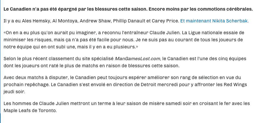  Si Bergy...Utilise les blessures lundi...