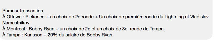 Si Bobby Ryan prend le chemin de Montréal...Tomas Plekanec est aussi impliqué?