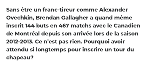 Si Brendan Gallagher était le CAPITAINE du CH..